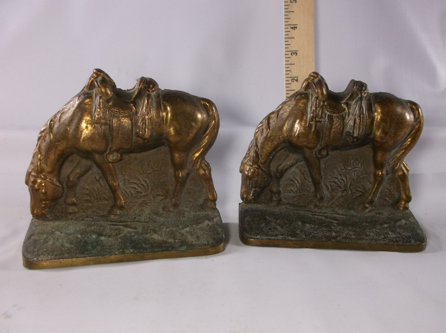 Bookends Vintage Pair Of Heavy Brass Horse bookends.epsteam Etsy