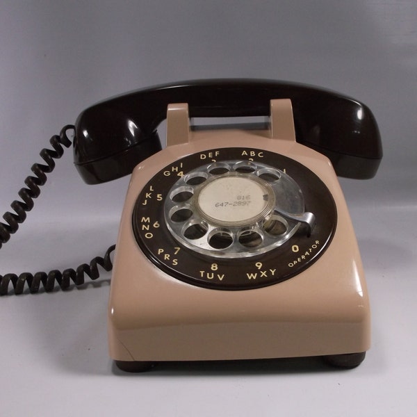 Telephone Retro Rotary two toned  brown and tan.epsteam