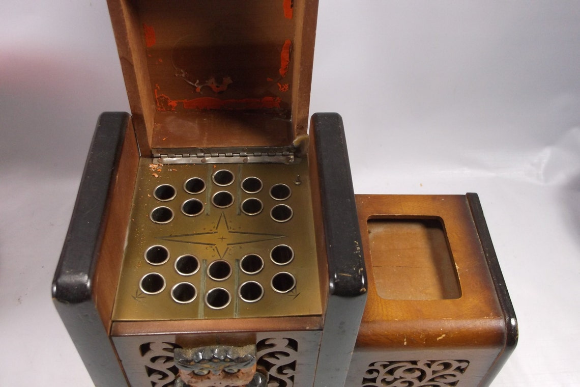 Antique Cigarette Dispenser Wooden Owl Music Box . epsteam Etsy