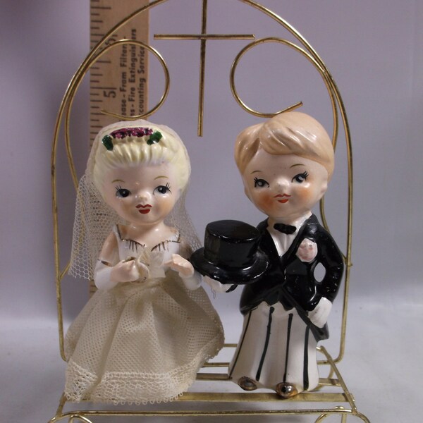 Reserved for 5wingedbird Vintage Salt & Pepper Shakers - Bride and Groom - Dan Brechner  Wedding Cake Toppers .epsteam