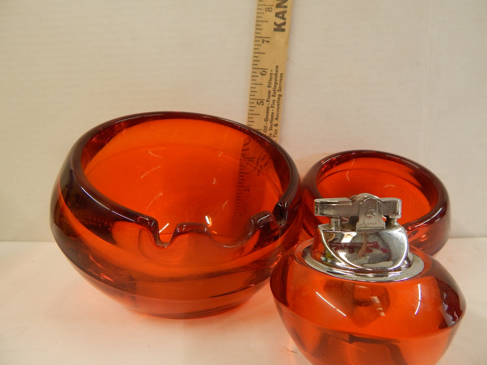 Ashtray And Lighter Set Vintage Viking Glass Orb Ashtrays Etsy