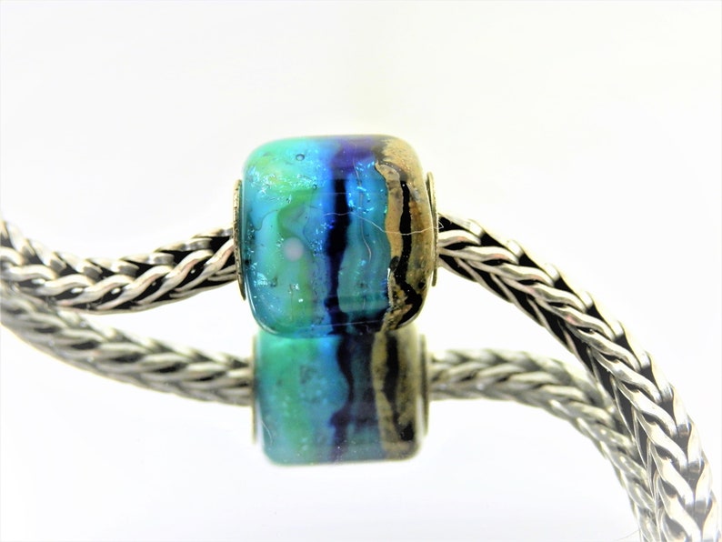 Atlantis Beach Sterling Silver European Charm Bracelet Big Hole Charm Glass Bead