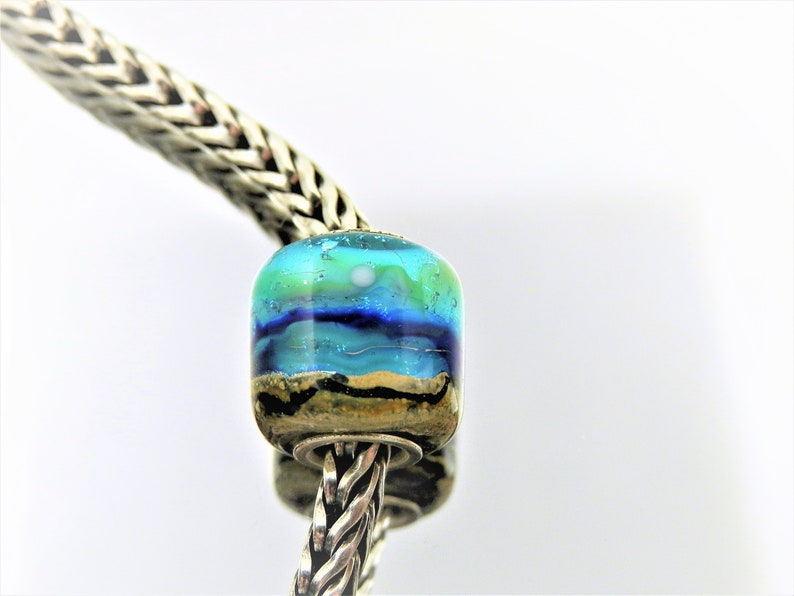 Atlantis Beach Sterling Silver European Charm Bracelet Big Hole Charm Glass Bead