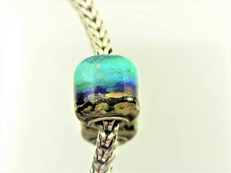 Atlantis Beach Sterling Silver European Charm Bracelet Big Hole Charm Glass Bead