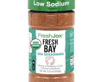 FreshJax Organic Fresh Bay Seafood Seasoning, Low Sodium (5.3 oz)