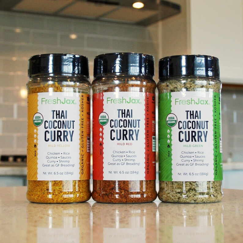 Organic Thai Curry Powders Trio Spiced Coconut Yellow Red Etsy