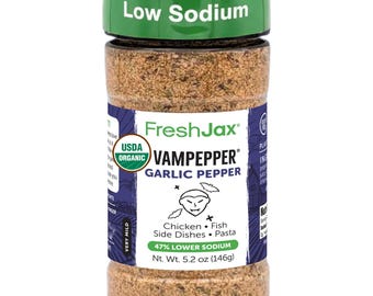FreshJax Vampepper Organic Garlic Pepper Blend – Low Sodium, 5.2 oz