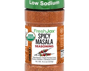 Organic Spicy Masala Seasoning, Low Sodium Indian Blend (4.1 oz)