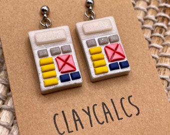 Calculator Earrings, Red Gray Navy Blue Gold, Math Teacher Earrings, Back to School Earrings, Math Jewelry, Teacher Appreciation Present