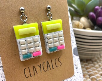 Yellow & Pink Math Teacher Earrings, Back to School Earrings, Math Jewelry, Teacher Appreciation Present