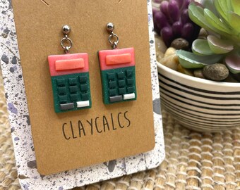 Pink & Green Math Teacher Earrings, Back to School Earrings, Math Jewelry, Teacher Appreciation Present, Primary Colors