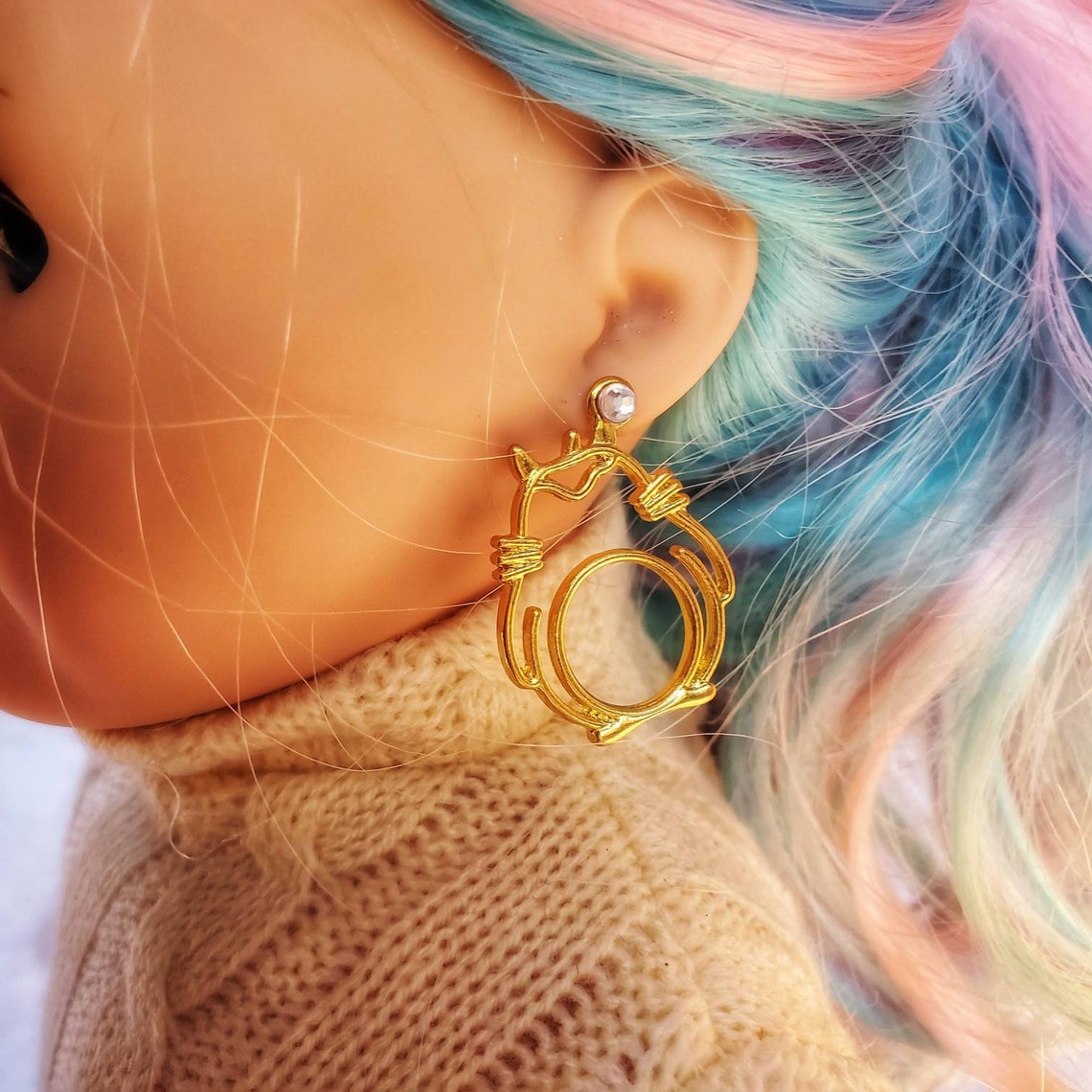 New Handmade American Girl Doll Earrings Golden Totoro Charm Etsy