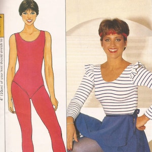 Dorothy Hamill Bodysuit, strumpbyxor, leggings, omlottkjol från 1980-talet / Butterick 4819 / Storlekar 8-18 / OKLIPPEN