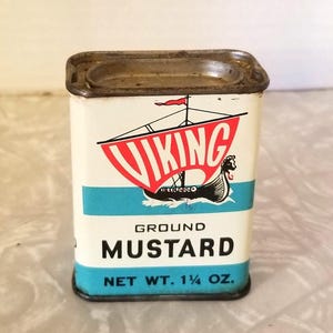 Vintage Viking Mustard Spice Tin Metal 1940s Very Rare