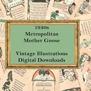 Mother Goose 1930s Illustrations - Digital Ephemera Classics, Digital Images, Vintage Art, Digital Collage, Art Ephemera