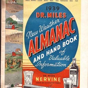 1939 Dr. Miles Wetter Almanac und ein Handbuch mit wertvollen Informationen