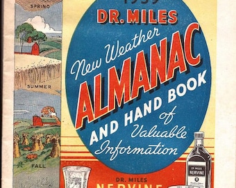 1939 Dr Miles Weather Almanac and Handbook of Valuable Information