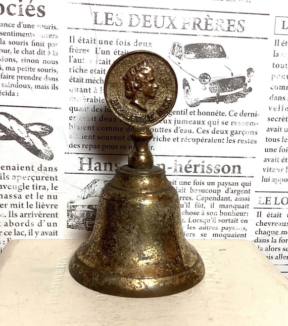 1953 Queen Elizabeth Coronation Brass Bell Weathered