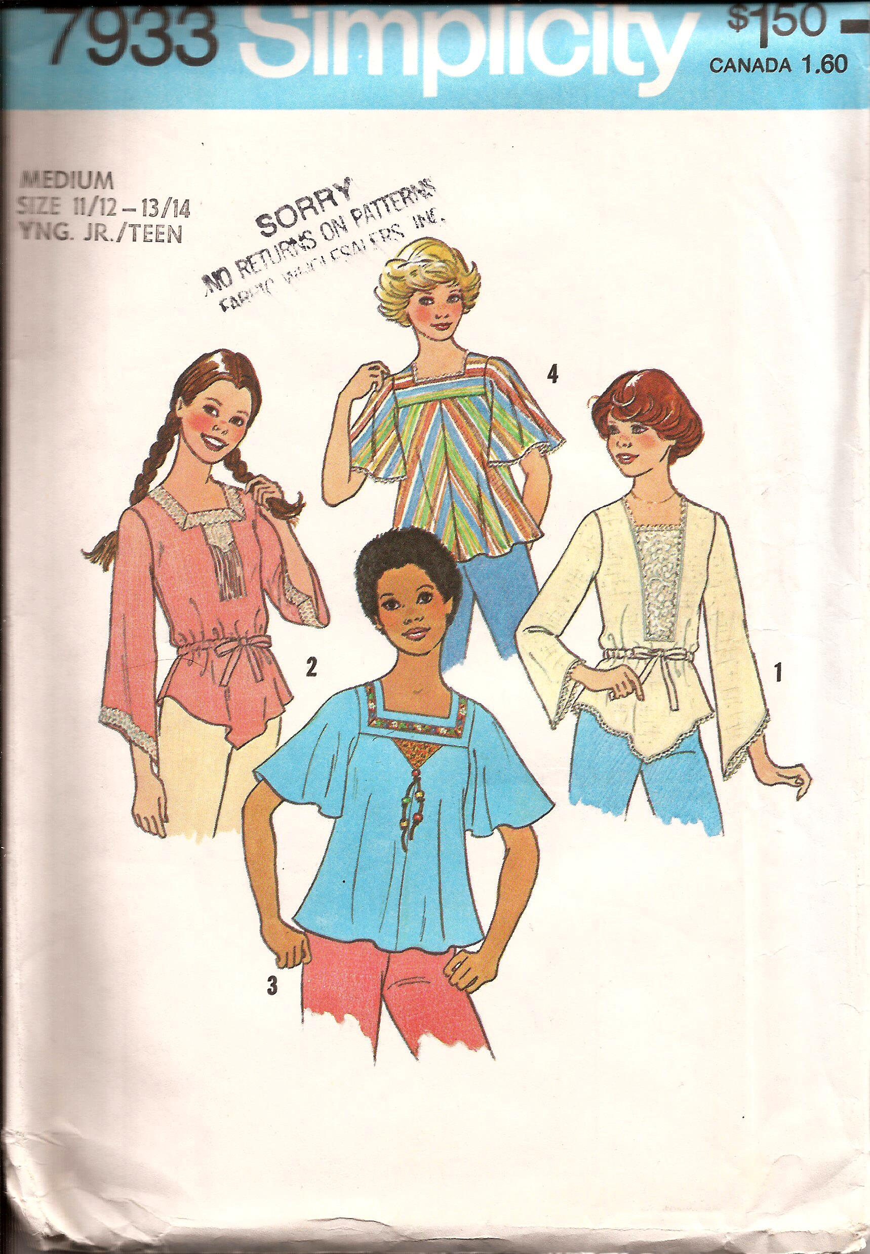 Rare 70s Boho Gypsy Blouse Top Vintage Sewing Pattern / Etsy
