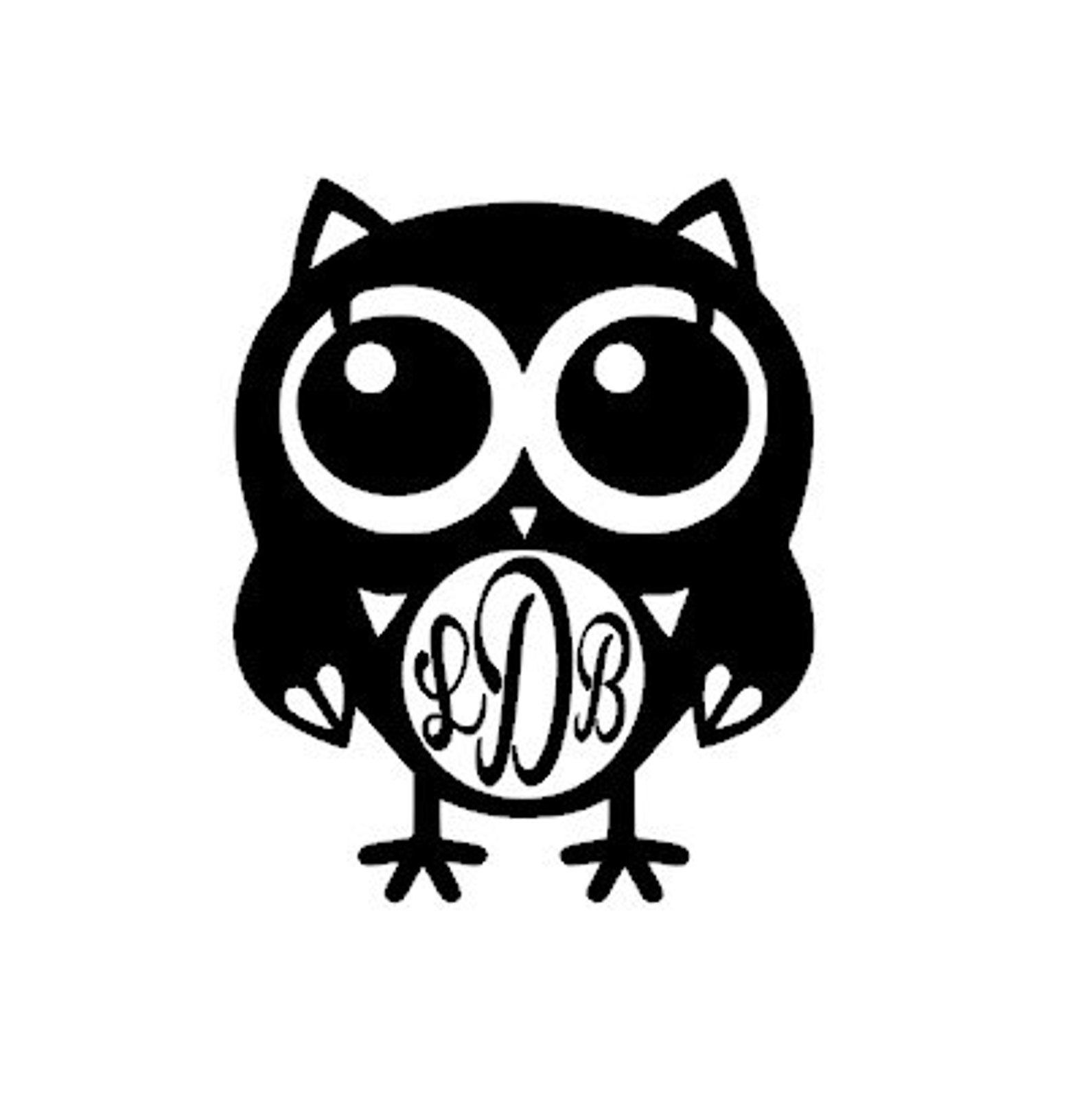 Monogram Owl Vinyl Decal Sticker Etsy