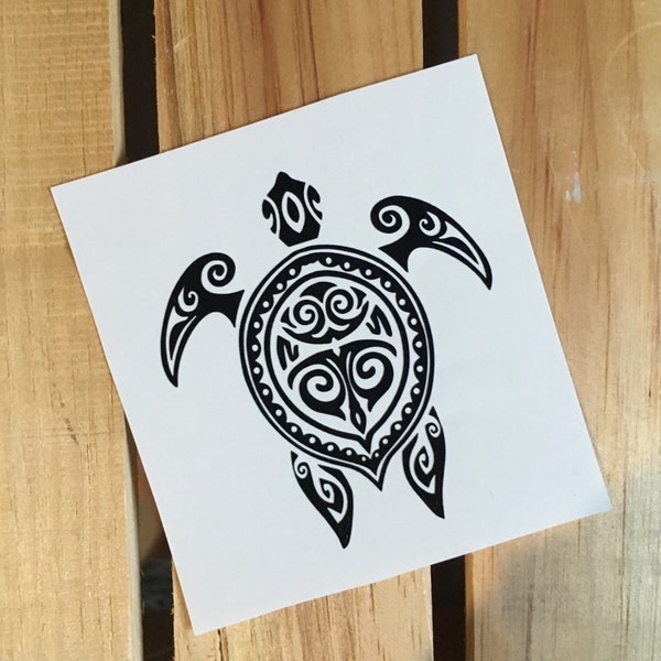 Tribal Hawaiian Sea Turtle Vinyl Decal Sticker