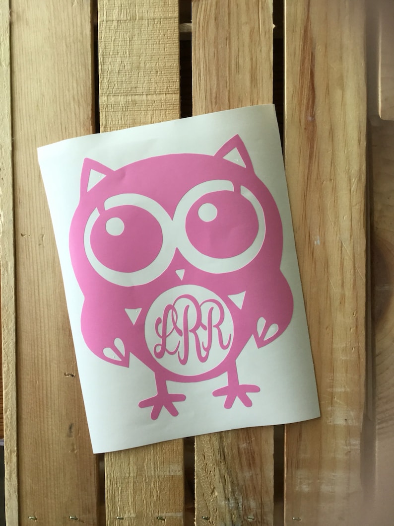 Monogram Owl Vinyl Decal Sticker Etsy