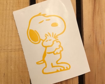 Snoopy Hugging Woodstock Vinyl Decal Sticker