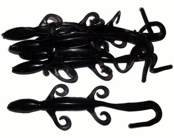 NEW - Pack of (6) Custom Made 7" Curly Tail Lizards – Solid Black - Bass Fishing Lure