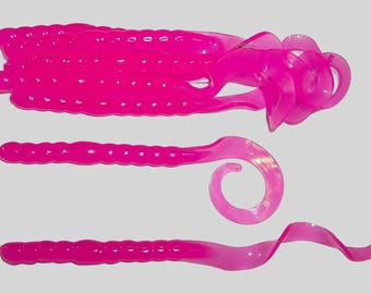 NEW - Pack of (8) Custom Made 7" Curly Tail Worms – Hot Pink - Bass Fishing Lure