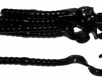 NEW - Pack of (8) Custom Made 7" Curly Tail Worms – Solid Black - Bass Fishing Lure