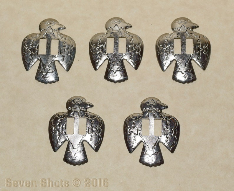 Set of 5 Silver Plated Thunderbird Conchos Sewing, Crafts, Accessories NEW image 1