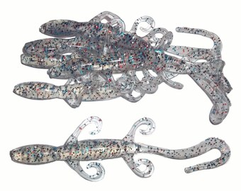 NEW - Pack of (6) Custom Made 7" Curly Tail Lizards – Firecracker - Bass Fishing Lure