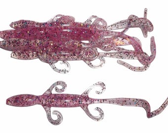 NEW - Pack of (6) Custom Made 7" Curly Tail Lizards – Cotton Candy - Bass Fishing Lure