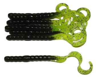 NEW - Pack of (8) Custom Made 7" Curly Tail Worms – Watermelon - Bass Fishing Lure