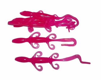 NEW - Pack of (6) Custom Made 7" Curly Tail Lizards – Hot Pink - Bass Fishing Lure