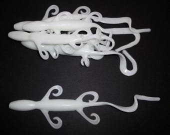 NEW - Pack of (6) Custom Made 7" Curly Tail Lizards – Solid White - Bass Fishing Lure