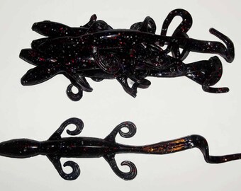 NEW - Pack of (6) Custom Made 7" Curly Tail Lizards – South African Special - Bass Fishing Lure