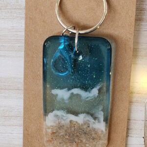 Memorial Ocean resin keychain with ashes - Rectangle
