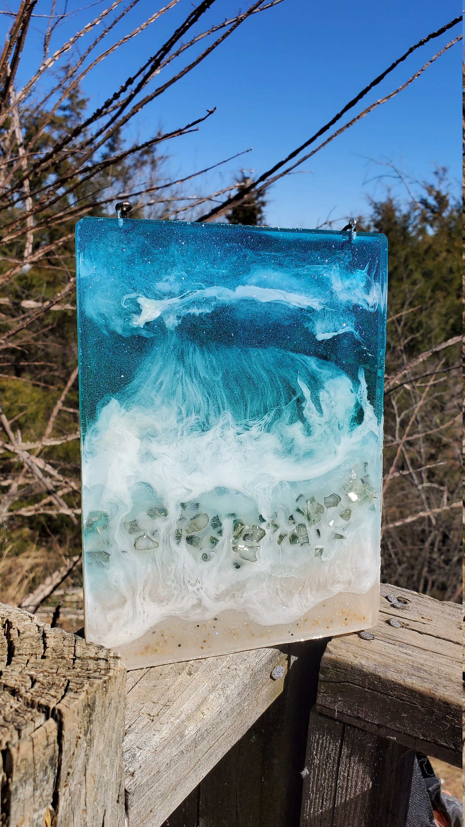 Memorial Ocean resin art with ashes Etsy