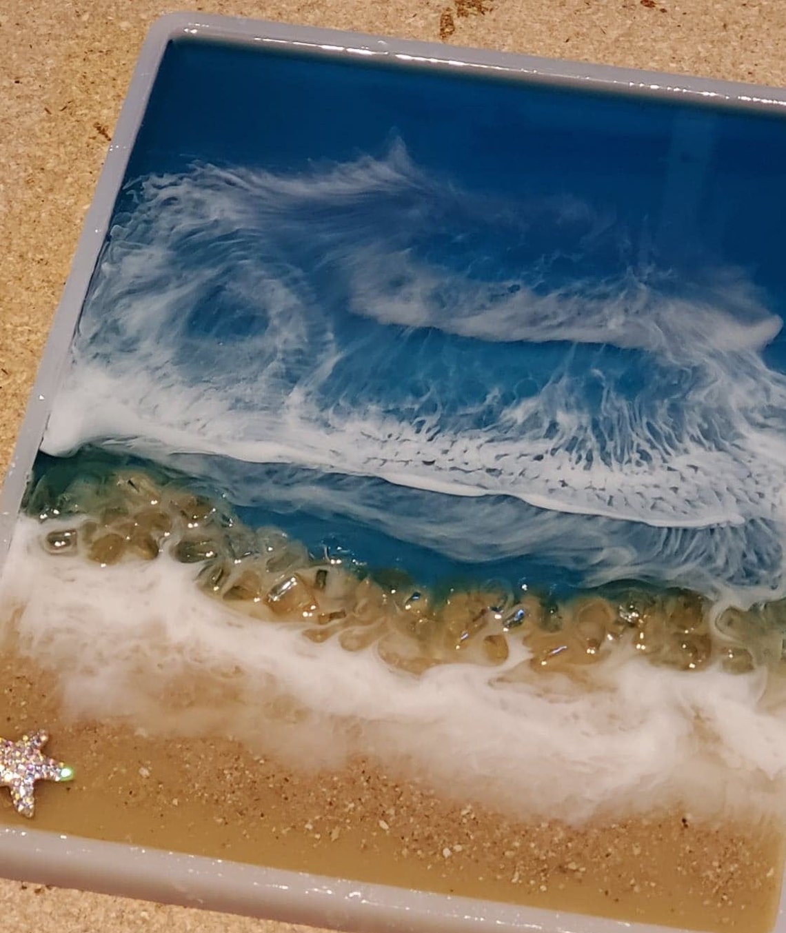 Memorial Ocean resin art with ashes Etsy