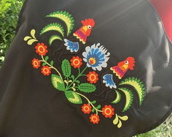 Polish Folk apron with KOGUTY ŁOWICKIE embroidery