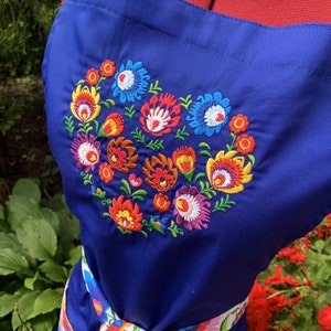 Polish Folk apron with SERCE ŁOWICKIE embroidery