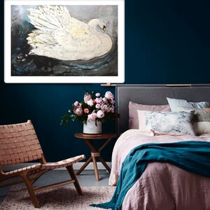 Acrylic Painting Swan Decor Print White Bird Printable Wall Art Paintings To Hang On Walls Swan Canvas Wall Art Paintings For Living Room