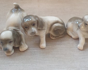 Lladro Style Figurine Puppies, Playful Porcelain Puppy Figurine, Mantle Sculpture, Porcelain Decor, Fine Art Sculptures, Gifts For Her