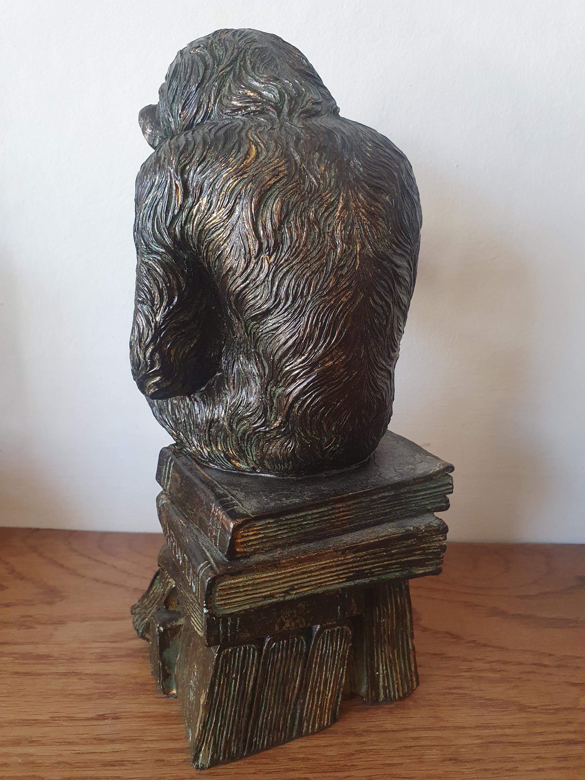 Darwin Thinker Monkey Art Object Original Antique Figurine Bronze ...