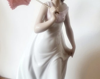 Lladro Figurine 7636 Afternoon Promenade Lady with Lace Parasol Retired Figurine Home Decor Collectors Gifts For Her, Housewarming Gifts