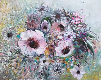 Schilderijen op canvas bloemsierkunst, originele kunstwerken prints bloemschilderijen huis muur decor ideeën voor woningen originele kunstwerken cadeaus voor haar,