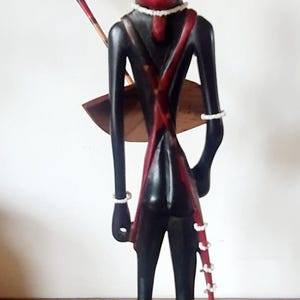 Statue of African Tribal Man - Handcrafted Ebony Wood Sculpture Gifts, Mantle Sculpture, Vintage Decor, African Theme, Unique Art Objects