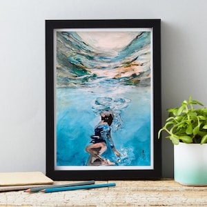 Print on demand poster wall art, Artwork original paintings, Livingroom Decor, Underwater Art Print, Blue Prints, Original Artwork, Wall Art