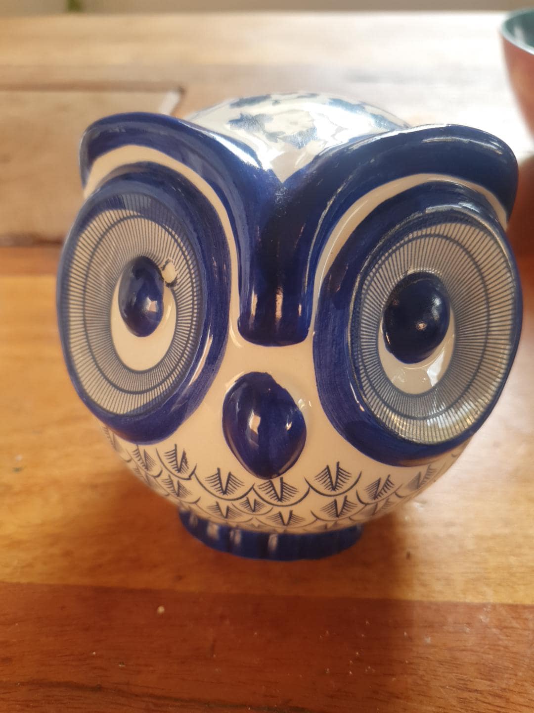 Modern Ceramic Owl Statue, Jingdezhen Blue and White Porcelain Owl Sculpture, Cute Owls Figurines Sh